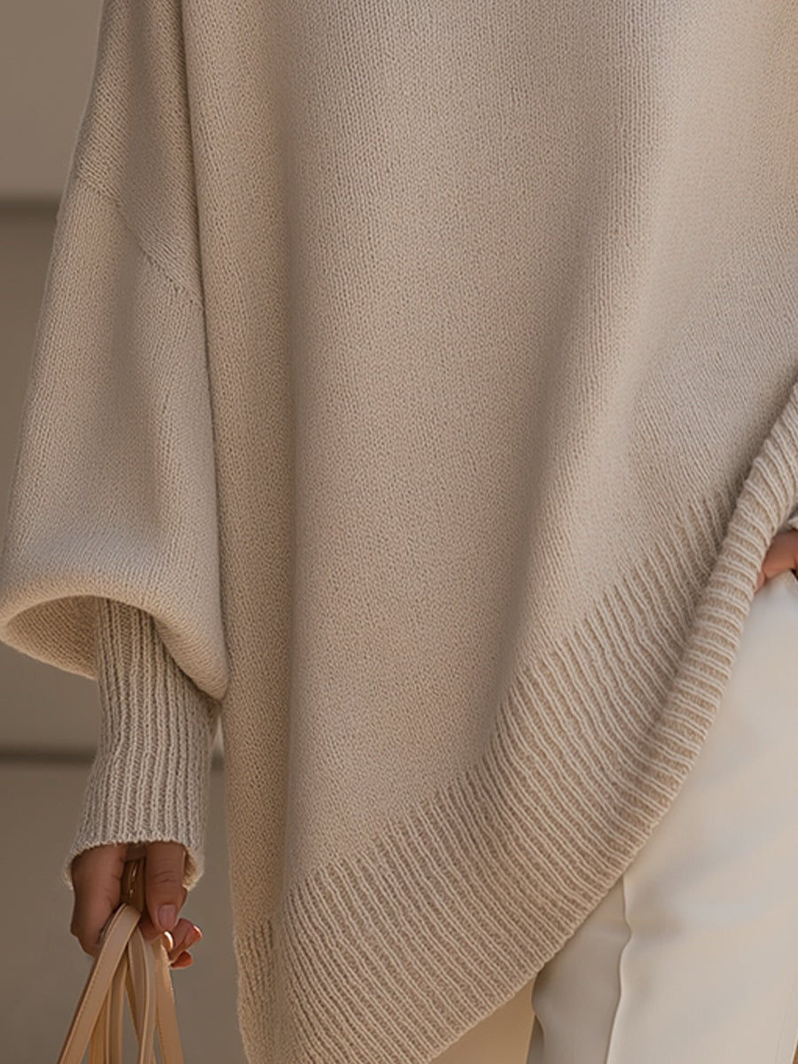Emma Oversized Asymmetric Hem Wool Blend Women's Knitted Jumper