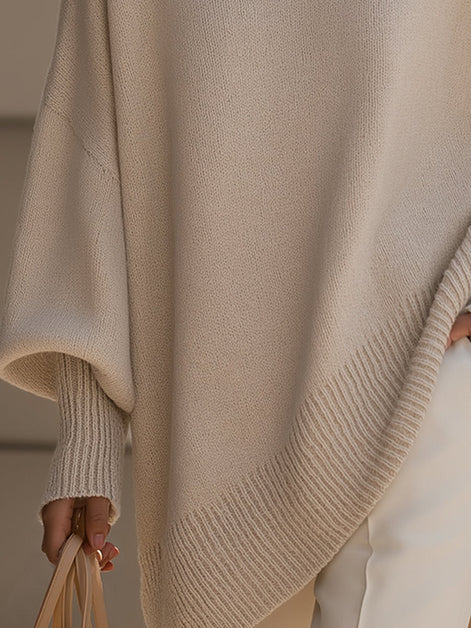 Emma Oversized Asymmetric Hem Wool Blend Women's Knitted Jumper