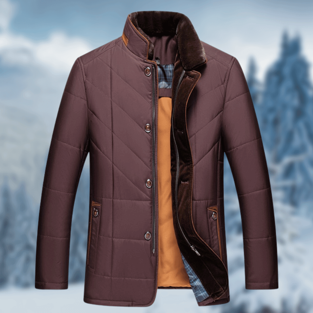 Victor Diamond Quilted Puffer Jacket with Fur Collar for Men