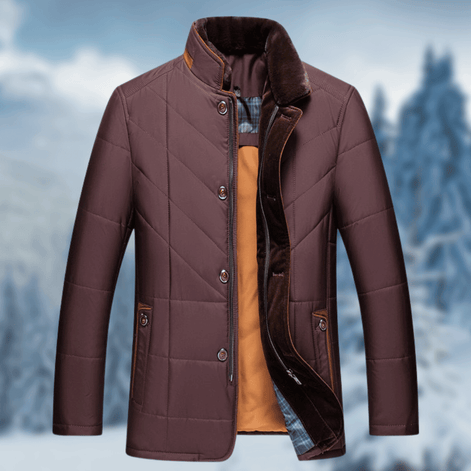 Victor Diamond Quilted Puffer Jacket with Fur Collar for Men