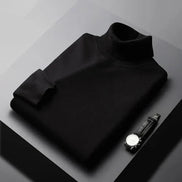Men's Knit Turtleneck Jumper with Ribbed Collar