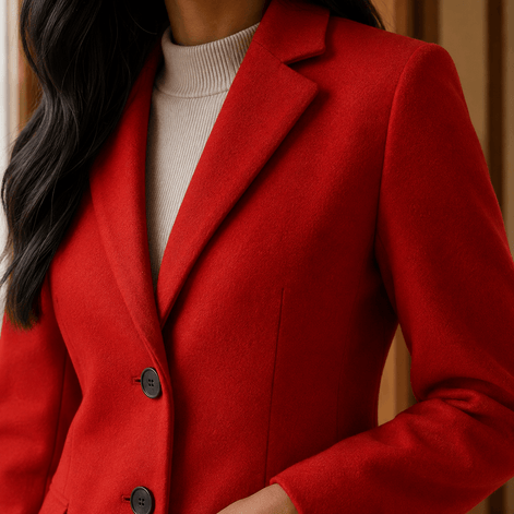 Women's Tailored Wool-Blend Winter Coat with Notched Lapels