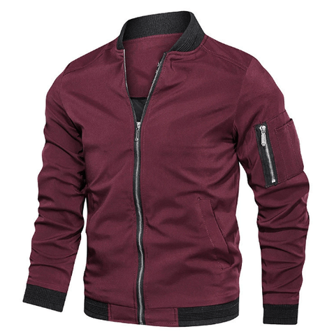 Brenner Lightweight Polyester Bomber Jacket with Zip Sleeve Pocket for Men