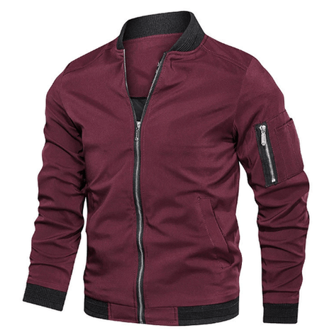 Brenner Lightweight Polyester Bomber Jacket with Zip Sleeve Pocket for Men