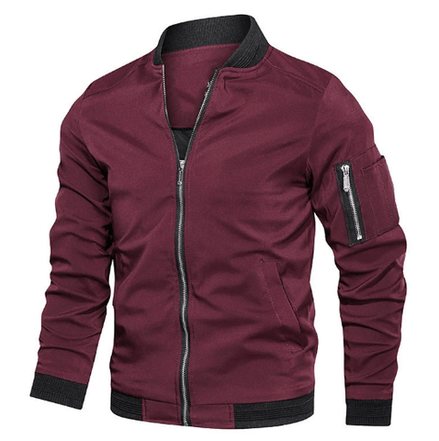 Brenner Lightweight Polyester Bomber Jacket with Zip Sleeve Pocket for Men