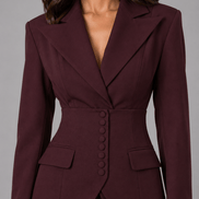 Cinched-Waist Blazer and Wide-Leg Trouser Suit with Tailored Fit