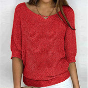 Jade Relaxed-Fit Batwing Sleeve Knitted Jumper for Women