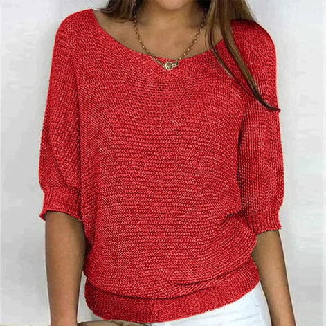 Jade Relaxed-Fit Batwing Sleeve Knitted Jumper for Women
