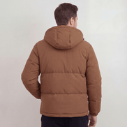 Men's Hooded Puffer Jacket with Adjustable Hood and Zip Closure