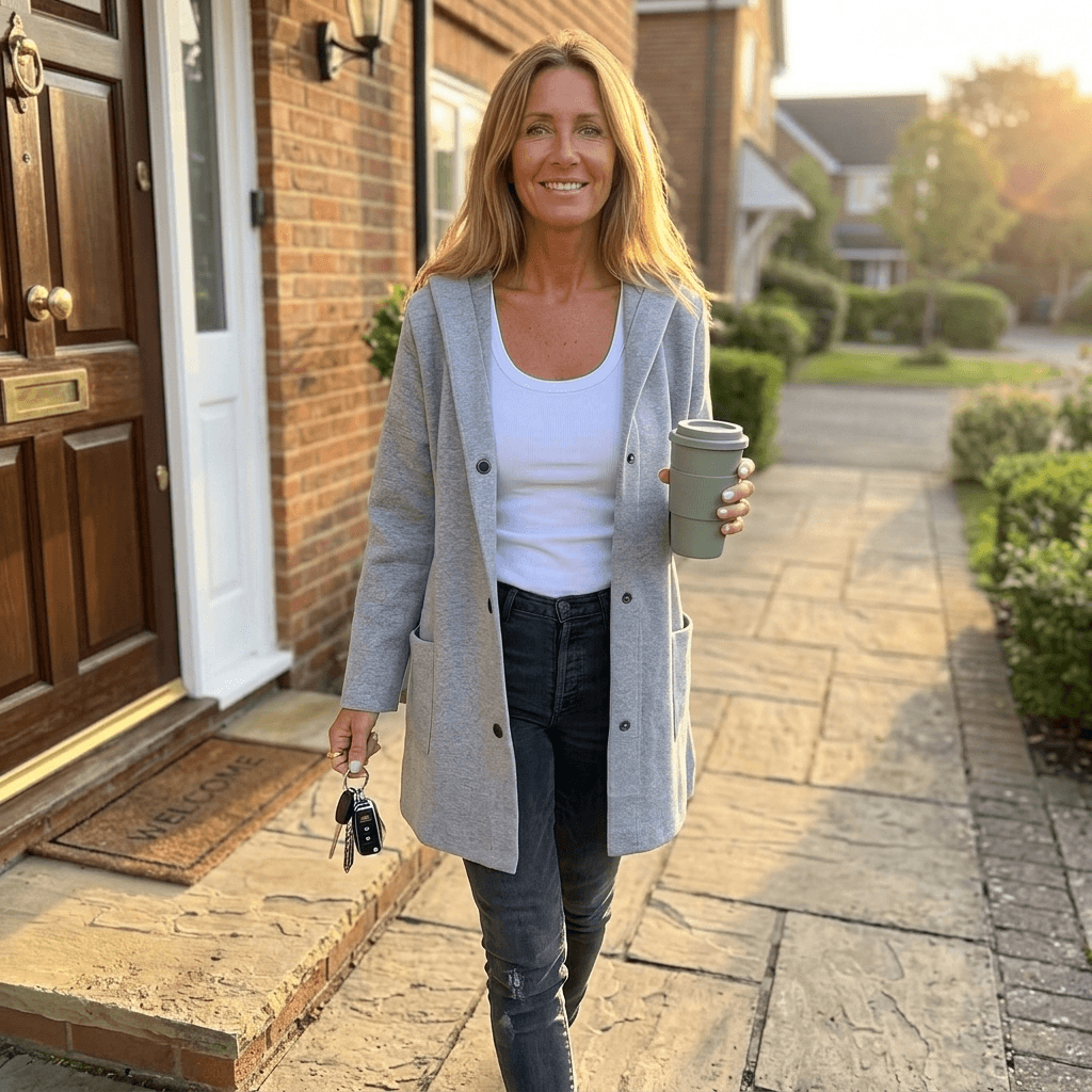 Women's Hooded Knitted Cardigan with Button Front and Pockets