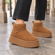 Savona-Parma Suede Platform Ankle Boots for Women with Rounded Toe