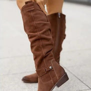 Samira Knee-High Slouch Womens Boots with Side Zip Closure