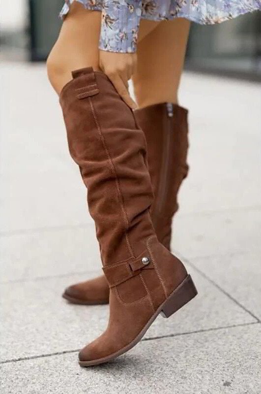 Samira Knee-High Slouch Womens Boots with Side Zip Closure