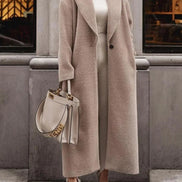 Christy Women's Oversized Longline Wool Blend Coat with Lapel Collar