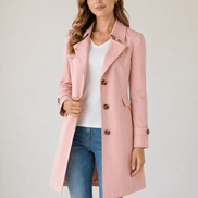 Women's Tailored Buttoned Trench Coat with Fitted Waist