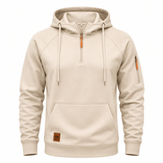 Men's Half-Zip Hooded Sweatshirt with Kangaroo Pocket and Adjustable Hood
