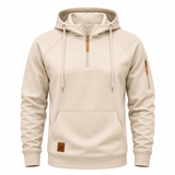 Men's Half-Zip Hooded Sweatshirt with Kangaroo Pocket and Adjustable Hood