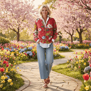 Lena Floral Print Button-Down Knitted Cardigan for Women