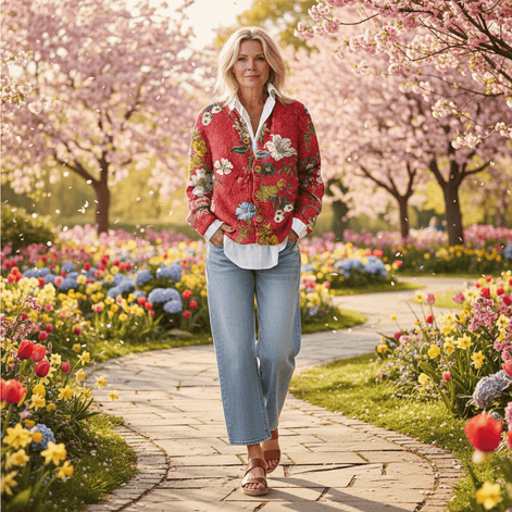 Lena Floral Print Button-Down Knitted Cardigan for Women