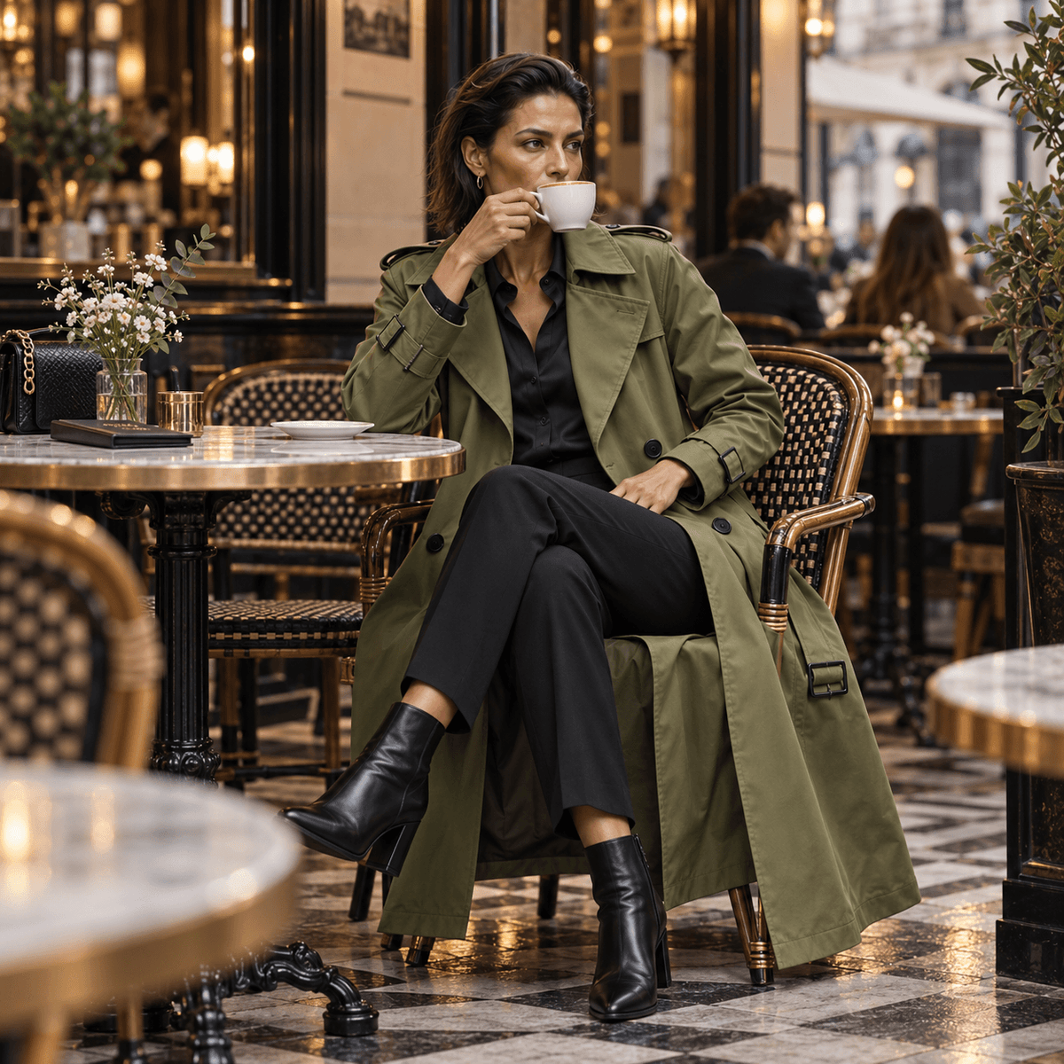 Mayfield Double-Breasted Long Belted Trench Coat for Women in Acetate