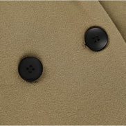 Women's Notch Lapel Double-Breasted Long Wool Winter Coat with Side Pockets