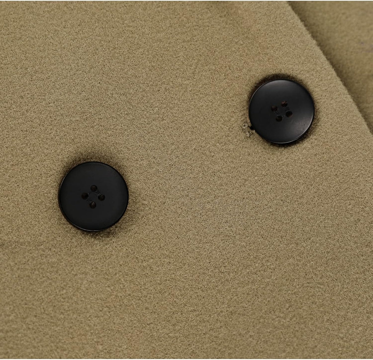 Women's Notch Lapel Double-Breasted Long Wool Winter Coat with Side Pockets