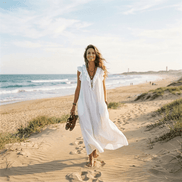 Ruffled V-Neck Maxi Dress with Hidden Pockets for Women
