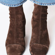 Women's Faux Suede Block Heel Ankle Boots with Side Zip