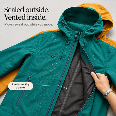 Women's Waterproof Hooded Windbreaker Rain Jacket with Vented Lining