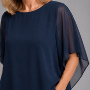 Women's Chiffon Two-Piece Co-Ord Set with Layered Top and Wide-Leg Trousers