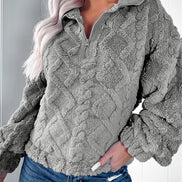 Women's Textured Fleece Quarter-Zip Pullover with Stand Collar