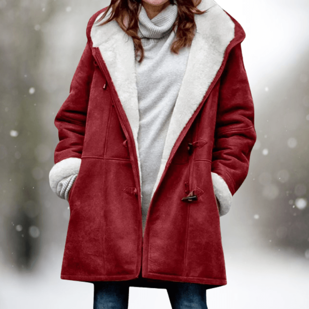 Fiona Women's Shearling-Lined Hooded Faux Suede Winter Coat