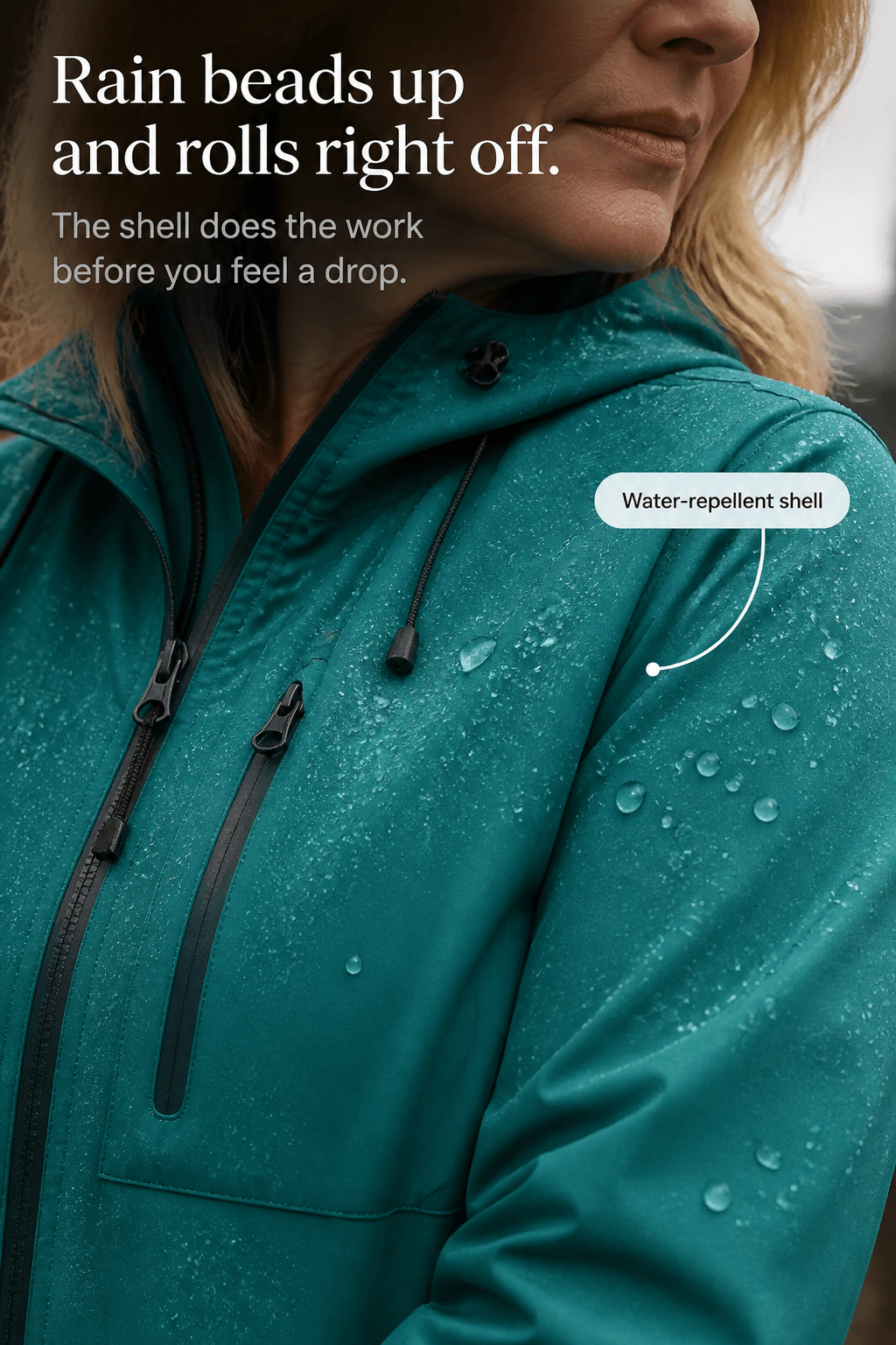 Hooded Waterproof Windproof Rain Coat with Adjustable Cuffs