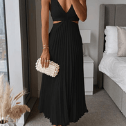 Sanne Pleated Satin Midi Dressing Gown for Ladies