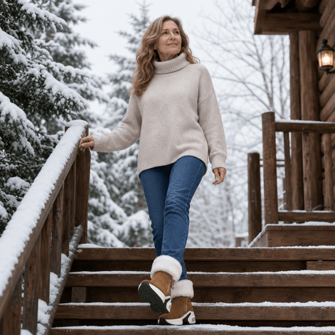 Plush Faux Fur-Lined Wedge Ankle Boots with Non-Slip Sole