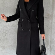 Jolie Double-Breasted Longline Women's Winter Coat with Tailored Lapels