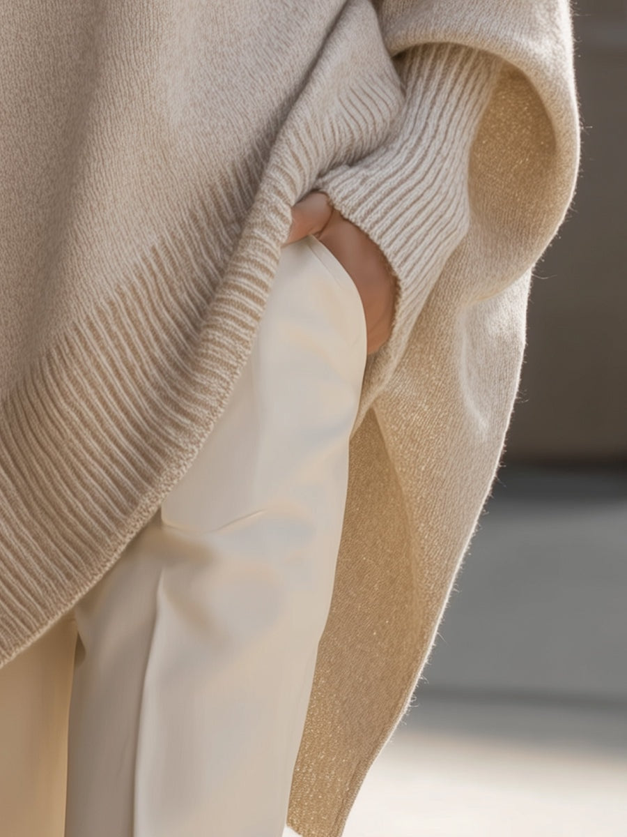Emma Oversized Asymmetric Hem Wool Blend Women's Knitted Jumper