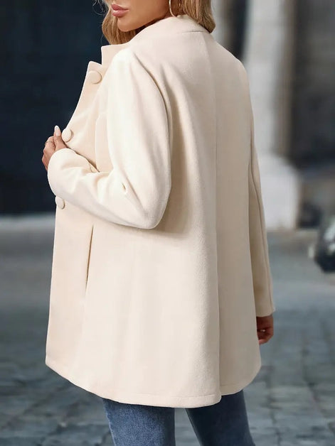 Sofia Women's Button-Front Winter Coat with Stand Collar