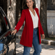 Linevalle V-Neck Single-Button A-Line Women's Tailored Blazer in Polyester