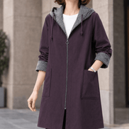 Bella-Elise Women's Mid-Length Hooded Winter Coat with Drawstring Hood and Patch Pockets
