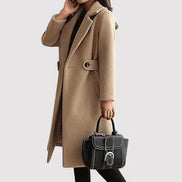 Rosa Belted Longline Wool-Blend Coat for Women in Winter