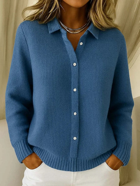 Susan Waffle-Knit Button-Front Longline Cardigan for Women