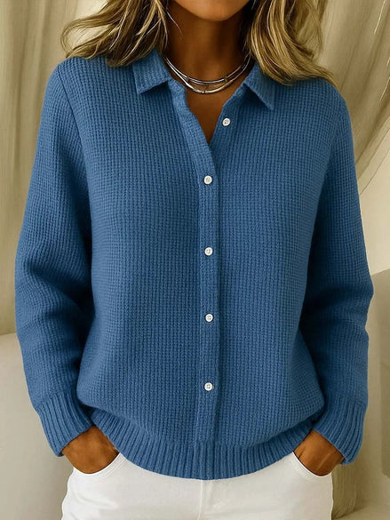 Susan Waffle-Knit Button-Front Longline Cardigan for Women