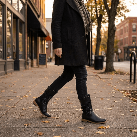 Westlyn Wool-Lined Lace-Up Ankle Boots with Stud Cuff Detail
