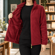 Meredith-Hope Zip-Up Fleece Jacket with Stand Collar
