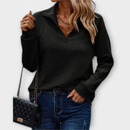 Chrystah Ribbed Quarter-Zip Sweatshirt for Women's Wardrobe