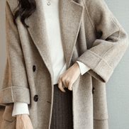 Oihana Women's Double-Breasted Wool-Blend Winter Coat with Self-Tie Belt