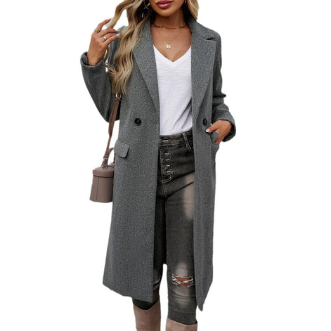 Anastasia Oversized Wool Blend Trench Coat for Women with Notched Lapel and Belt