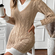 Adelia Collared Cable-Knit Women's Jumper Dress