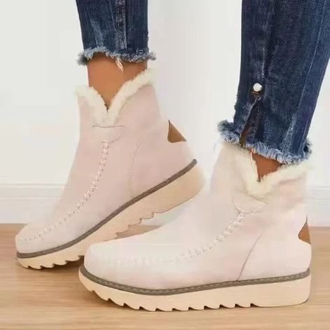 Women's Fur-Lined Suede Ankle Boots with Orthopaedic Cushioning